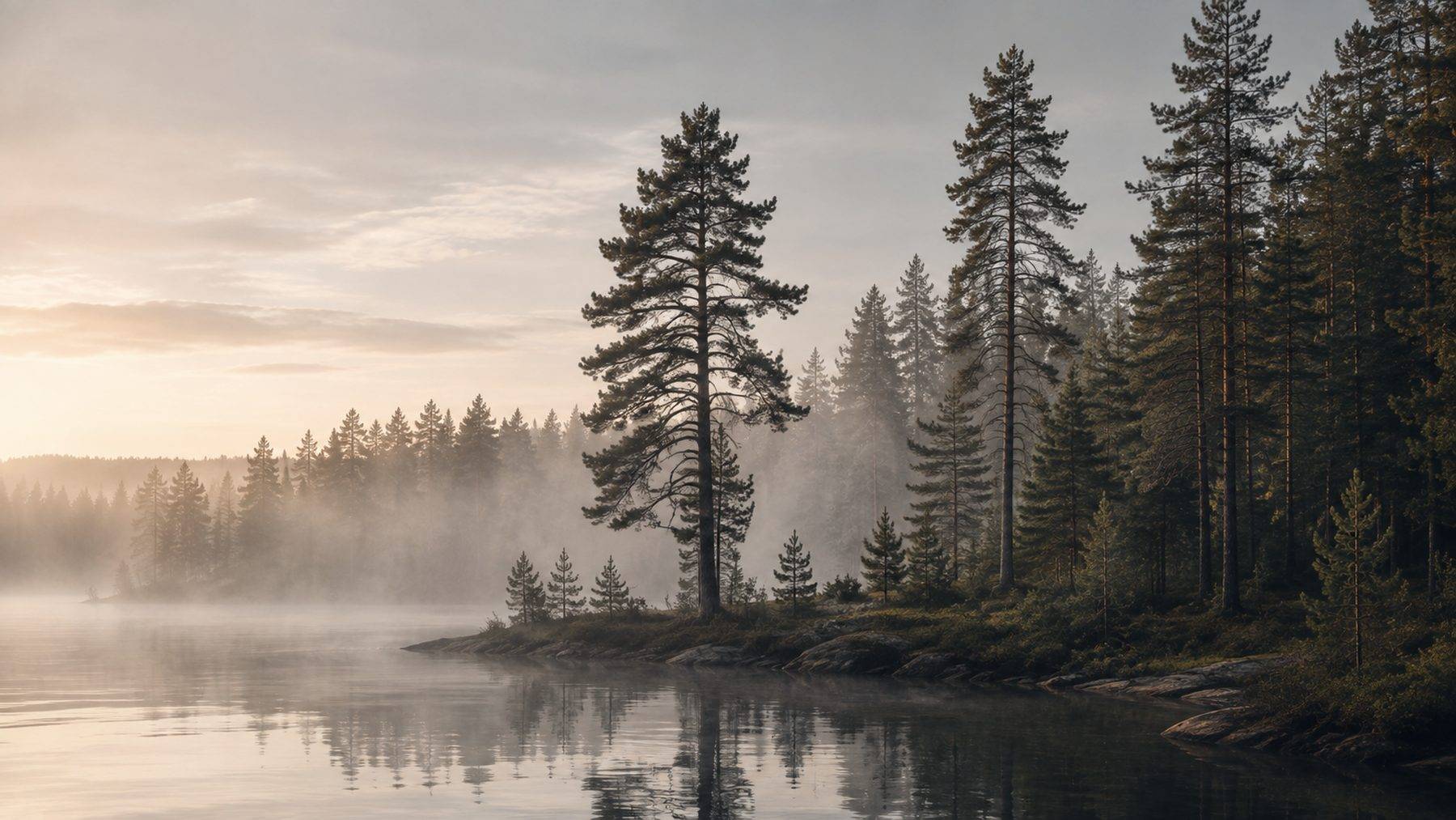 Mist on the lake at first light